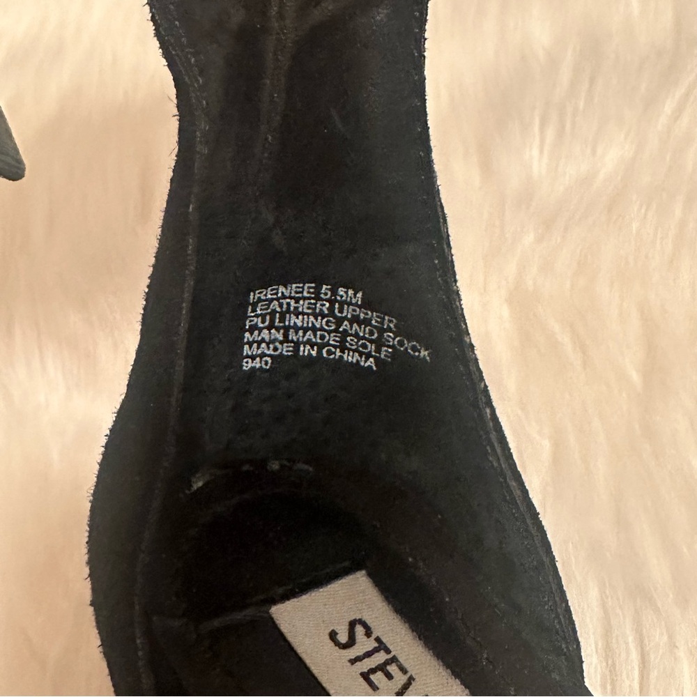 Steve Madden IRENEE Black Suede Block Heel Ankle Strap Dress Sandals (EUR 36) - Picture 13 of 17